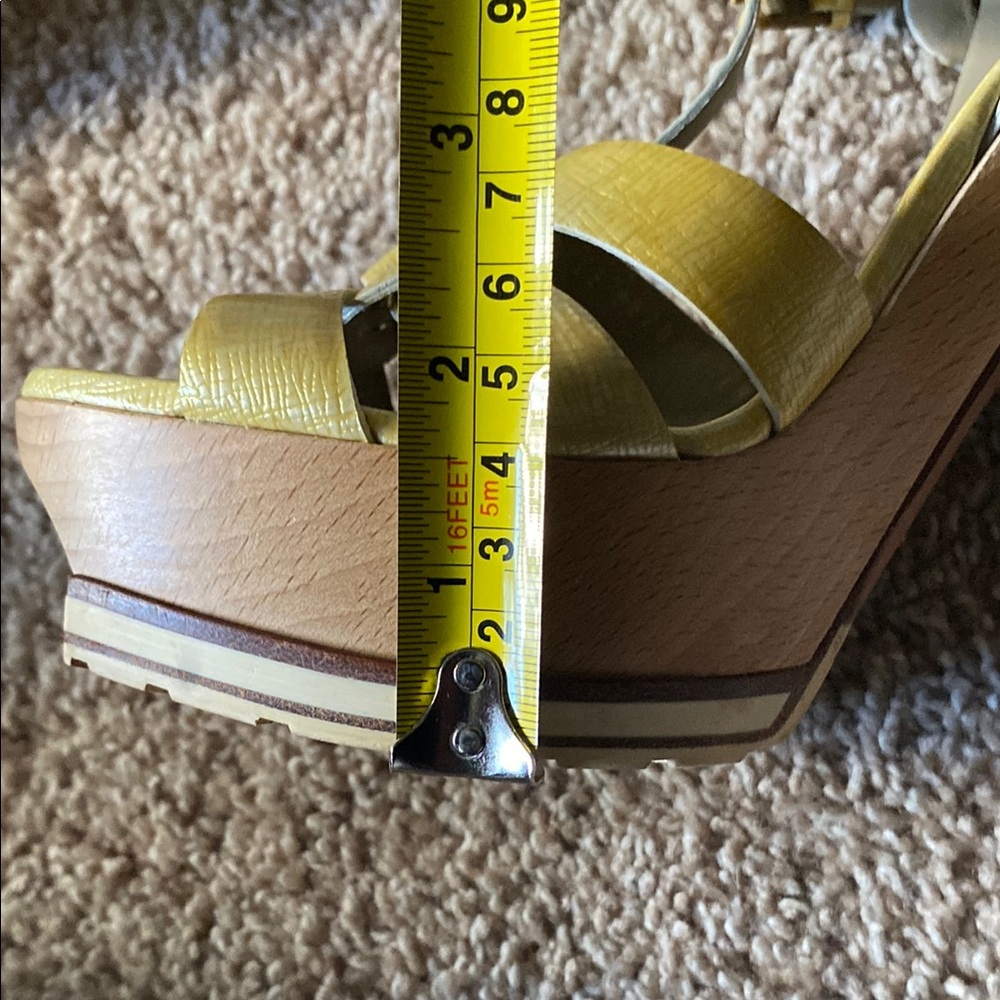 YSL | Yellow Strappy Platform Sandals - Picture 9 of 9